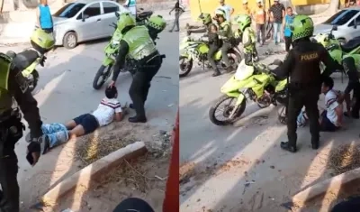 Momento en que el presunto agresor es capturado por la Policía. 
