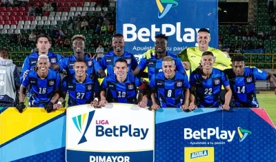 Jugadores del Boyacá Chicó antes de un partido de la presente temporada.