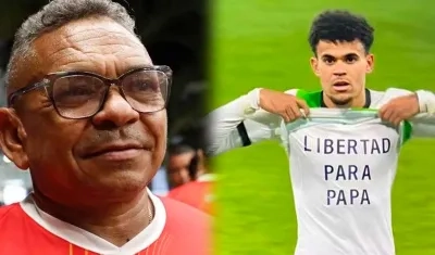 Luis Manuel Díaz y el jugador Luis Díaz exigiendo su libertad. 