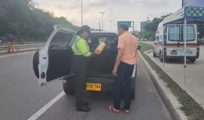 Controles en las vías de la Policía Metropolitana de Barranquilla. 