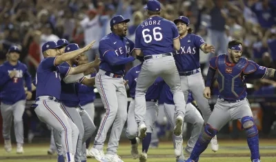 La celebración de los Rangers.