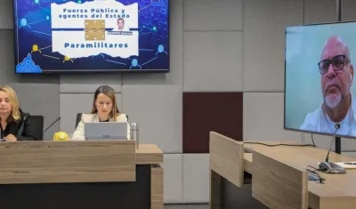 Salvatore Mancuso en una audiencia virtual ante la JEP. 