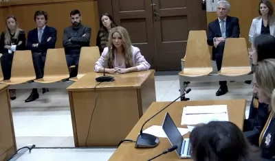 La cantante barranquillera Shakira en el banquillo de la Audiencia de Barcelona.