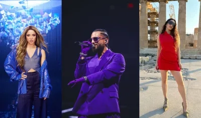 Los cantantes Shakira, Maluma y Rosalía.