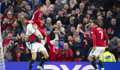 Celebración del gol agónico del United.