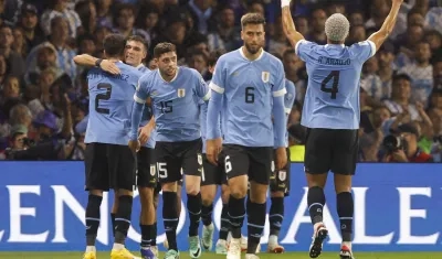 La celebración de los uruguayos en la Bombonera.