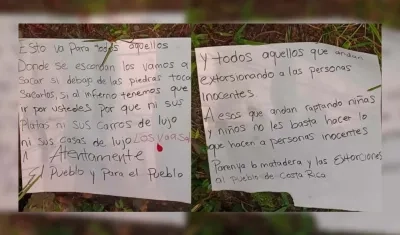 Los mensajes que aparecieron cerca de la zona del triple homicidio