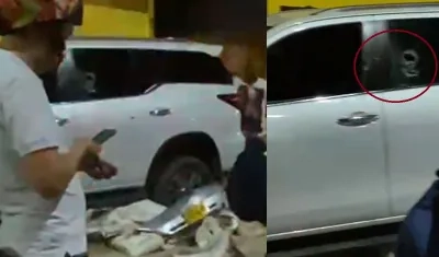 La camioneta en la que iba Yamil Antonio Martínez Del Valle,