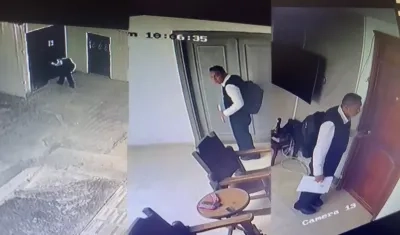 Ladrón ingresando na la casa cural de la parroquia Santa María del Camino.