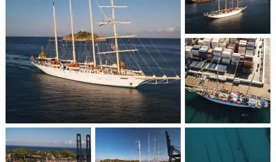 El crucero Star Clipper en el Puerto de Santa Marta.