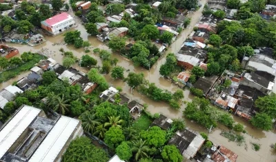 Vista aérea de las zonas de Cartagena afectadas por las inundaciones