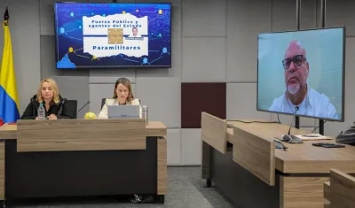 Aspecto de la audiencia virtual de esta mañana de Salvatore Mancuso ante la JEP.