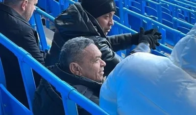 'Mane' Díaz en las tribunas del Etihad Stadium. 