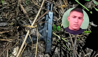 Alias 'El Cofla', abatido por la policía y arma incautada. 