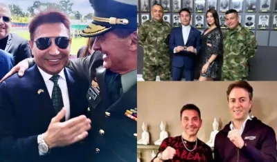 Fereidoun Khalilian con el general William Salamanca y el exalcalde Daniel Quintero.