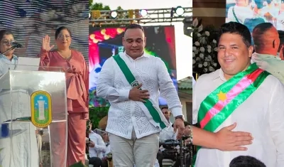 Alcira Sandoval, alcaldesa de Soledad; Fabián Bonett, alcalde de Galapa; y Edinson Palma, de Baranoa. 