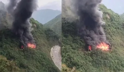 El incendio en el túnel en la vía al llano. 