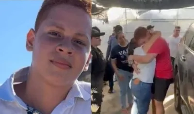 El joven liberado tras reencontrarse con su familia. 