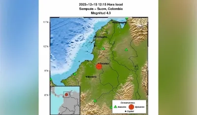En Sampués, Sucre, el temblor tuvo una magnitud de 4,3 grados
