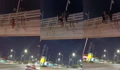 La Policía en pleno rescate de la mujer en el puente de la Circunvalar 