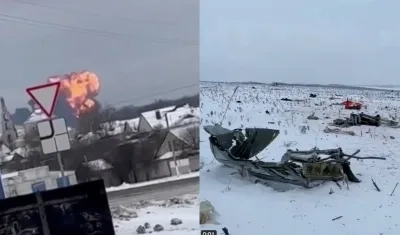 Avión que se estrelló en Rusia, cerca de la frontera con Ucrania. 