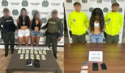 Las tres detenidas por la Policía. 