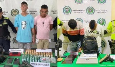 Los cuatro capturados por asaltos en Barranquilla. 