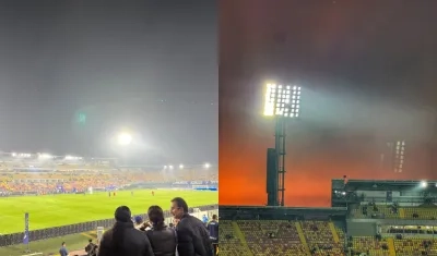 El humo se puede presenciar desde las graderías de El Campín.