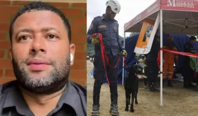 José Mosquera y la mascota 'Teo'.