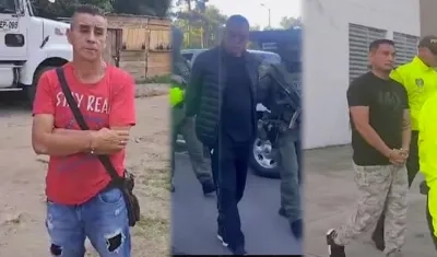 Los tres capturados en el operativo. 