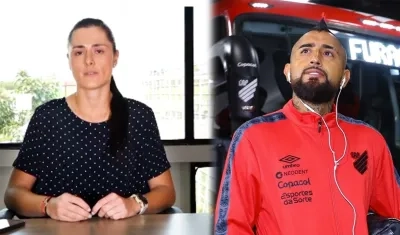 Marcela Gómez, presidenta del América, y Arturo Vidal.