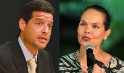 El senador Mauricio Gómez y la ministra Astrid Rodríguez.