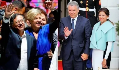 Gustavo Petro y la actual primera dama; Iván Duque y María Juliana Ruiz.