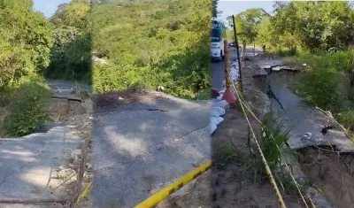 Aspecto de la vía en el punto donde se encuentra en mal estado. 