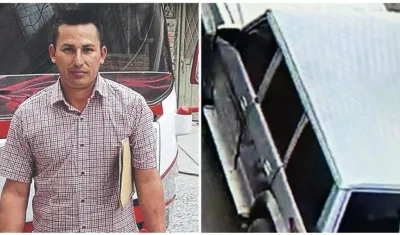 Wilson Arévalo Hernández y el vehículo usado para el atentado. 