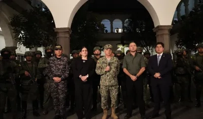 El jefe del Comando Conjunto de las Fuerzas Armadas de Ecuador, Jaime Vela, al finalizar el Consejo de Seguridad