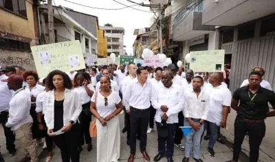 El Registrador Nacional Hernán Penagos, en la marcha de este jueves en Quibdó