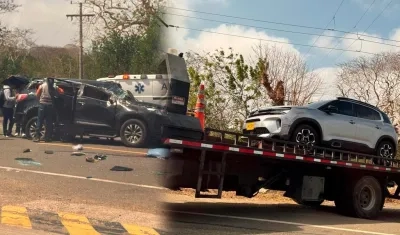 Las dos camionetas involucradas en el choque.