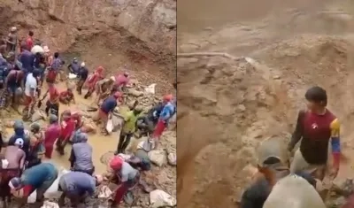 Lugar del derrumbe en mina de Venezuela. 