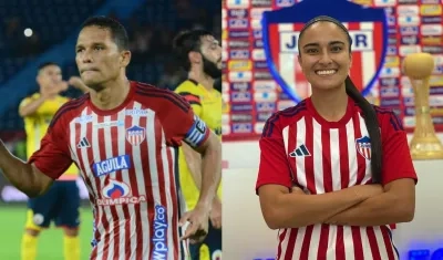 Carlos Bacca, capitán de Junior, y Mariana Cardona, figura de las 'Tiburonas'.