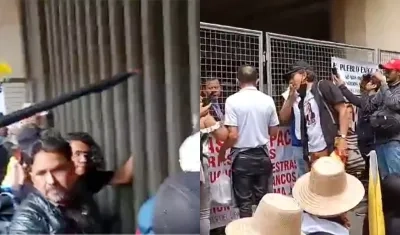 Protesta en las afueras del Palacio de Justicia.