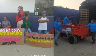 Protestaron con pancartas. 