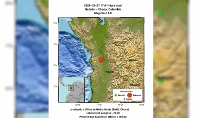 El epicentro fue Quibdó.