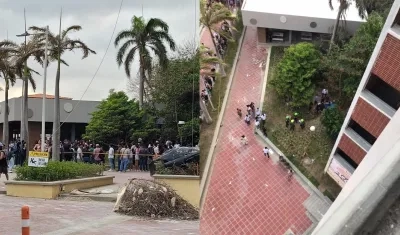 Lugar donde cayó la mujer al vacío. 