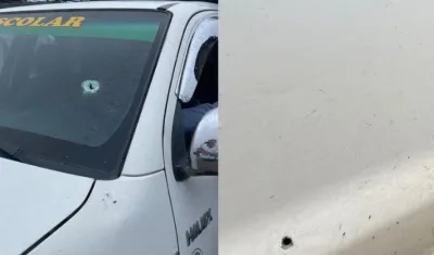 El vehículo escolar baleado en el Cauca
