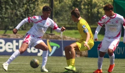 Acción del partido entre Atlántico y Santander, disputado en Bogotá. 