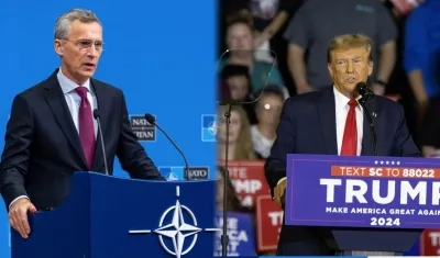 Jens Stoltenberg, secretario de la OTAN, y Donald Trump, candidato presidencial de Estados Unidos.