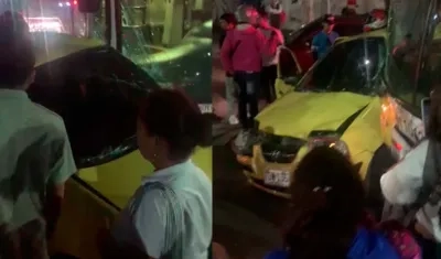 Accidente entre taxi y bus de Transmetro. 