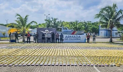 Cocaína incautada por la Armada Nacional. 