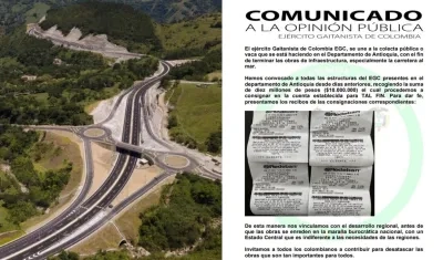 Imagen de vía 4G y el comunicado del Clan del Golfo.